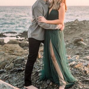 Lulu’s green dress. Worn once for engagement shoot